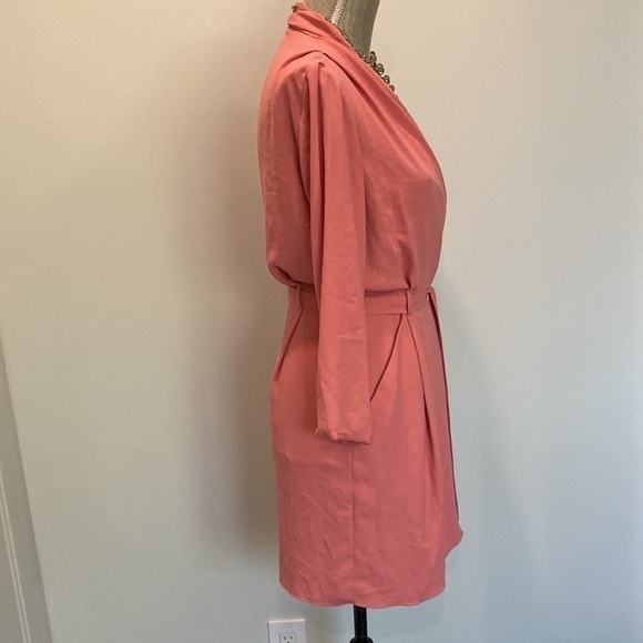 Aritzia Wilfred Wrap Dress Belted Mini Franca Coral Pink Long Sleeve - Picture 6 of 10